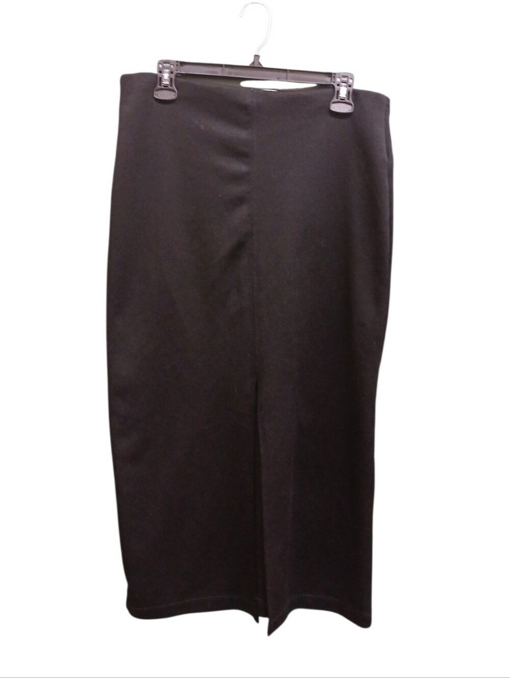 Betty Blue Vintage 90s y2k Black Pencil Midi Skirt Front Slit Rockabilly Large